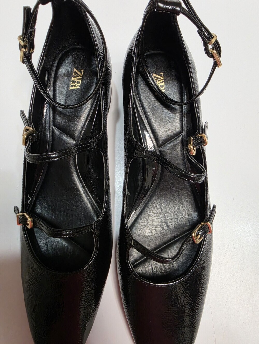 Zara Black Patent Leather Multi-Strap Mary Jane Shoes - Size (EU-41) 10 - 10.5 - Picture 2 of 12